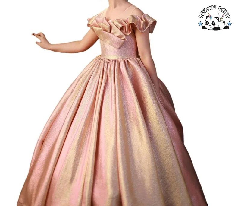 LEZONKIDS - Manufacturer Sale High Quality 2023 New Design Pink Birthday Host Sequined Evening Dress Children's Dress Princess Dress
